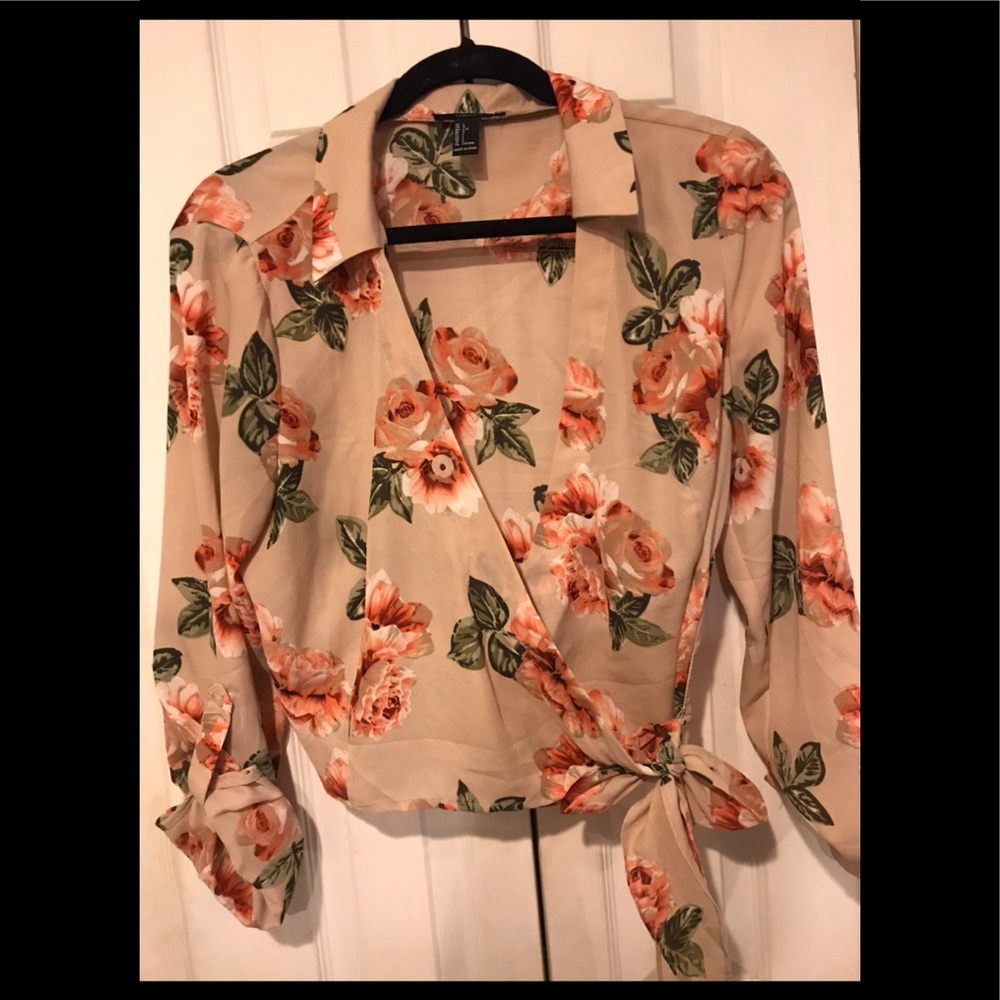 Forever 21 cross front floral top
